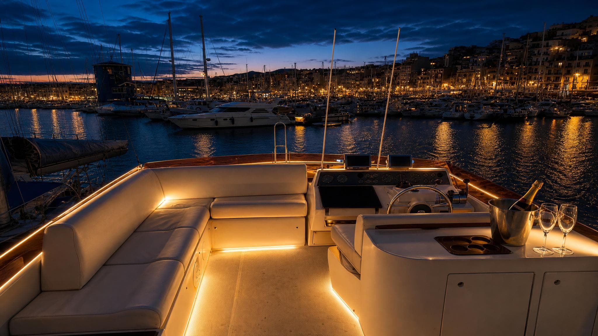 Noche romantica en yate privado